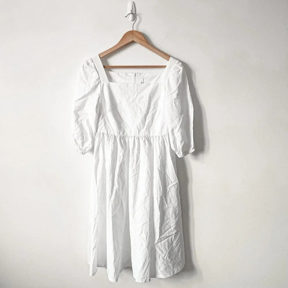Emma Knudsen White Puff Sleeve Square Neckline Charlotte Dress Sz S - Picture 4 of 11